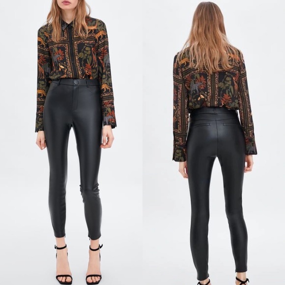 Zara Pants - Zara Black Faux Leather High Rise Leggings Size XS